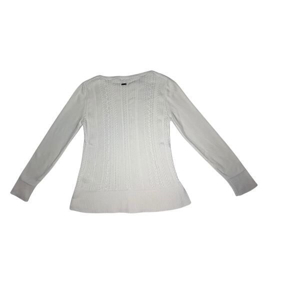 Barbour Cable Knit Sweater Women’s US 4 Cream Pullover Long Sleeve Coastal Chic - Picture 4 of 10